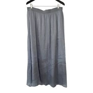 Grey Blue Crinkled Georgette Flowing Maxi Skirt